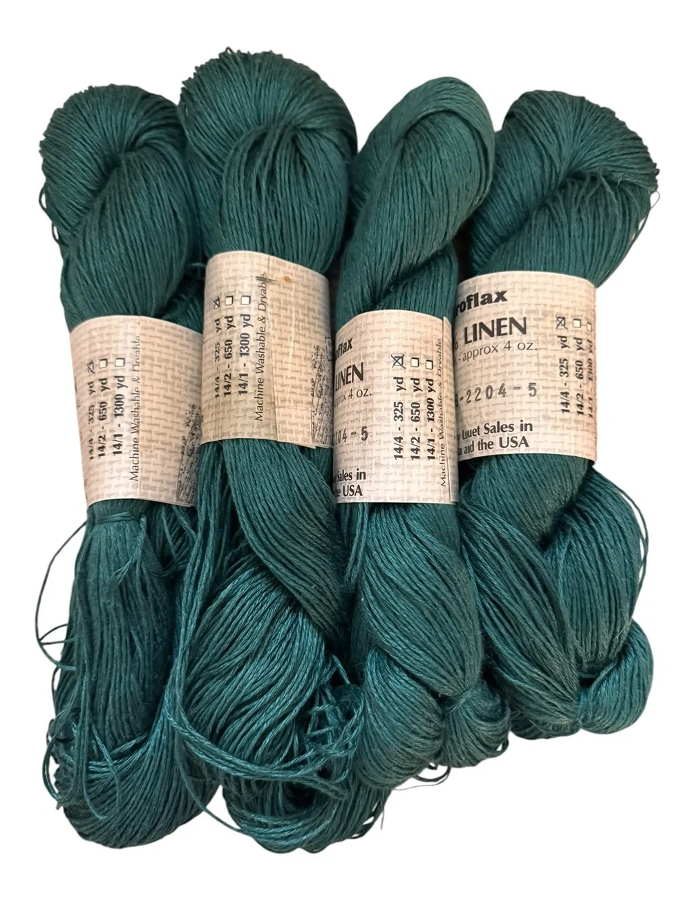SOKD Louet Euroflax Linen Wet Spun Yarn 4 Hanks Emerald Hunter Green 1300 Yds
